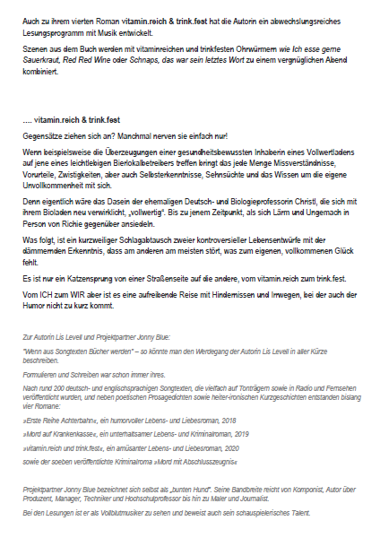 Lesung Lis Levell Info