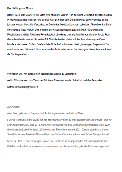 Alex Beer "Felix Blom - Der Häftling aus Moabit"