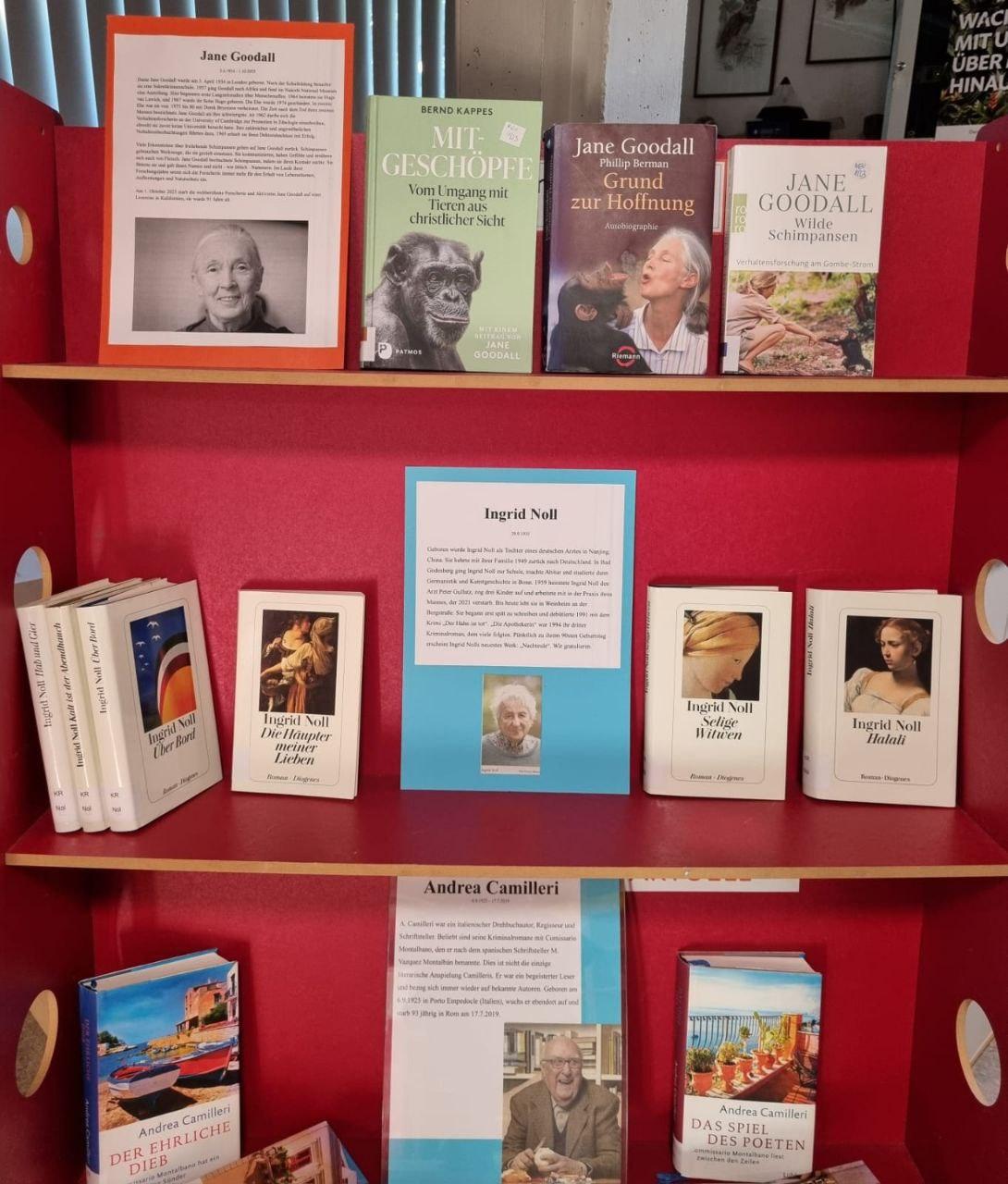 Regal mit Büchern ausgewählter Autor:innen