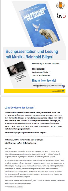 Plakat Lesung und Buchpräsentation